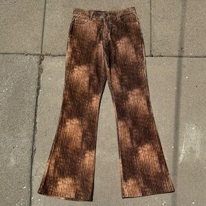 Y2K Tie-Dye Corduroy Flare Pants – Brown Grunge Rave (NWT Sz 27)